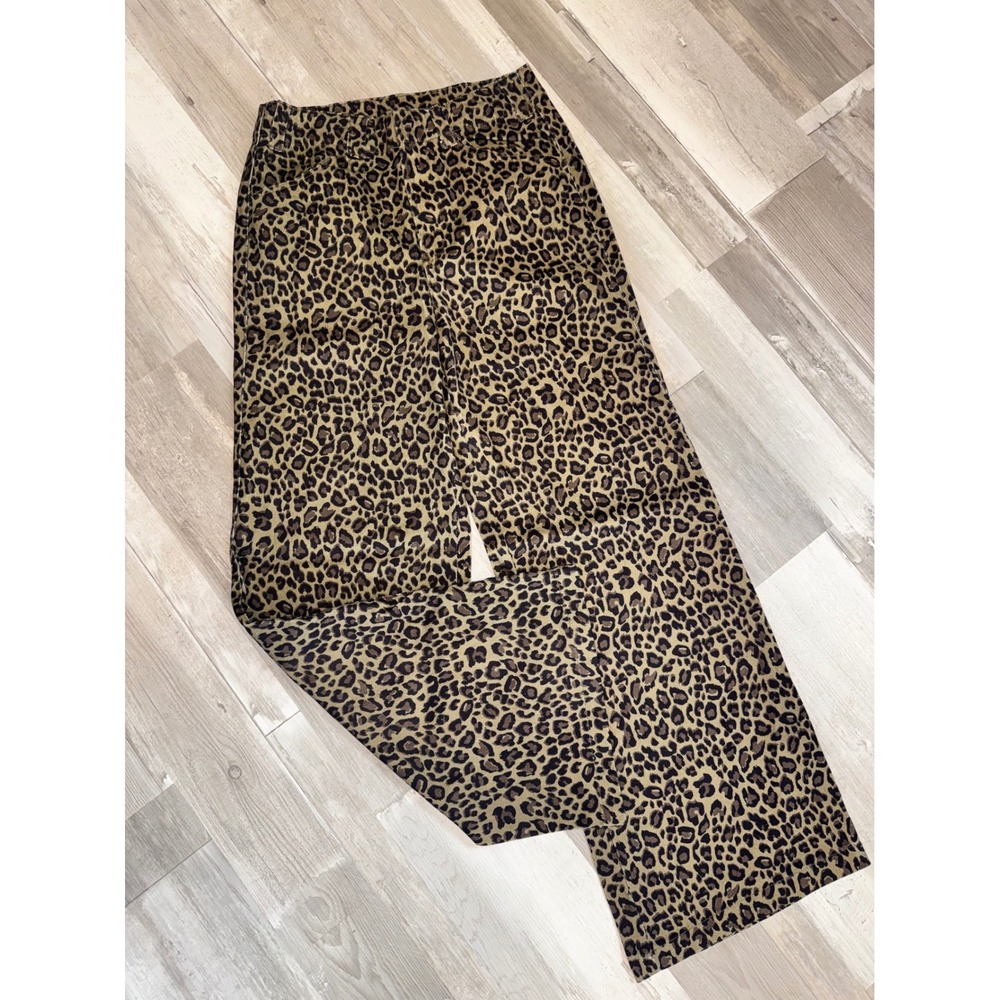 Olivaceous Leopard Print Wide Leg Pants Women Tan Brown Animal Print Small NEW